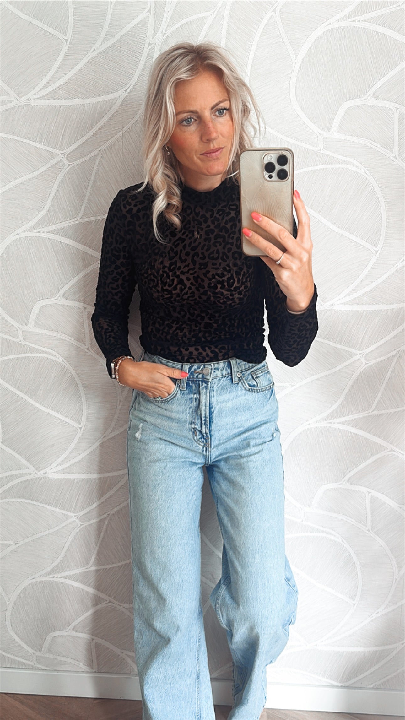 Leopard mesh top