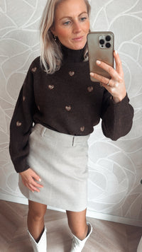 Brown hearts Sweater