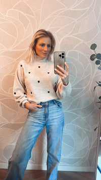 Brown hearts Knit Sweater