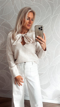 Sweetheart Bow Trui Sand