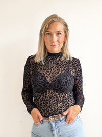 Leopard mesh top