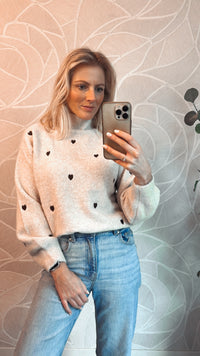 Brown hearts Knit Sweater