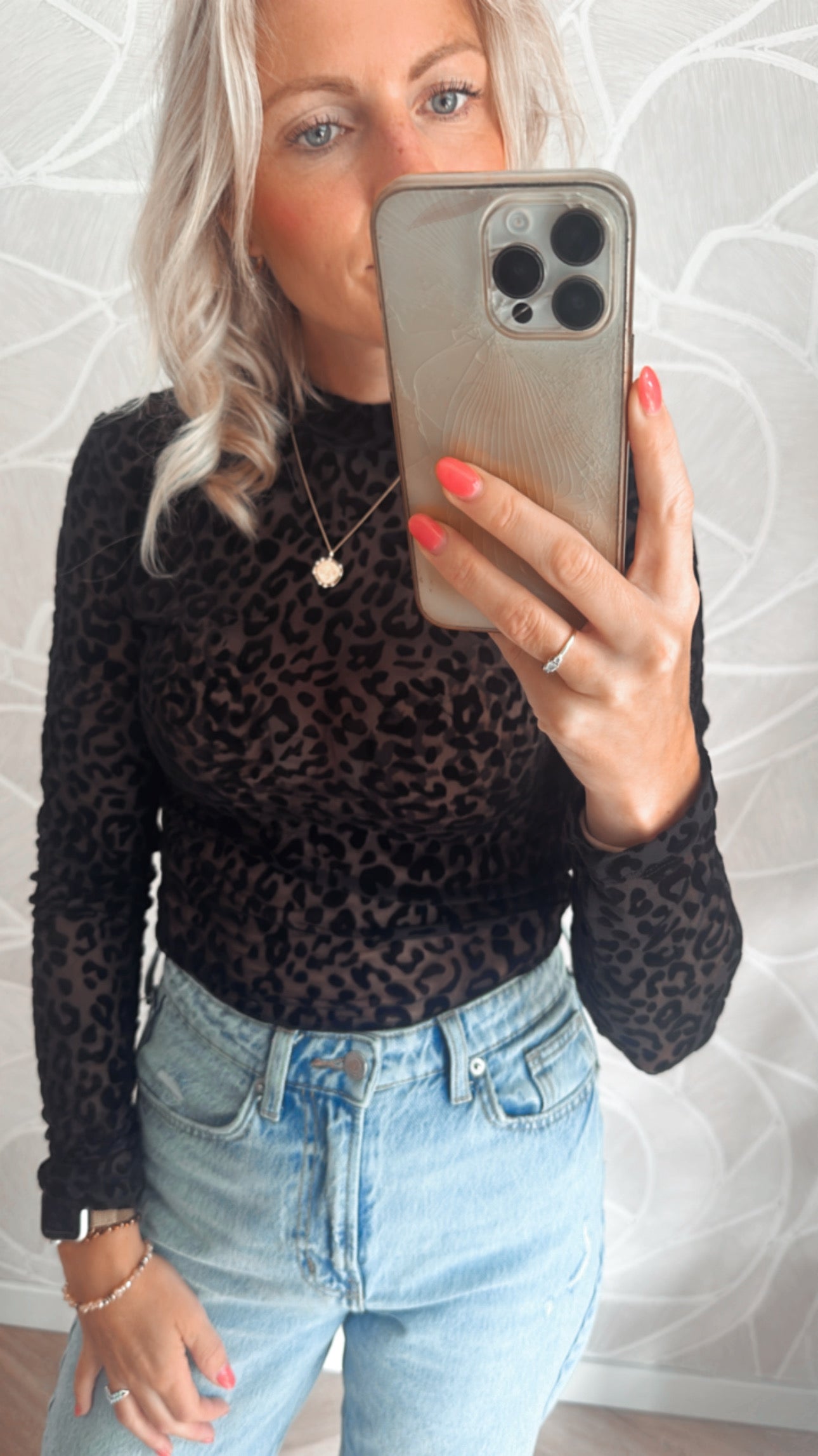 Leopard mesh top