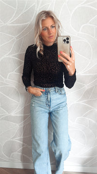 Leopard mesh top