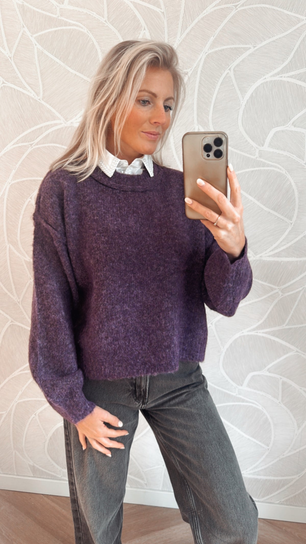 Soft Knit High Neck Sweater – Purple