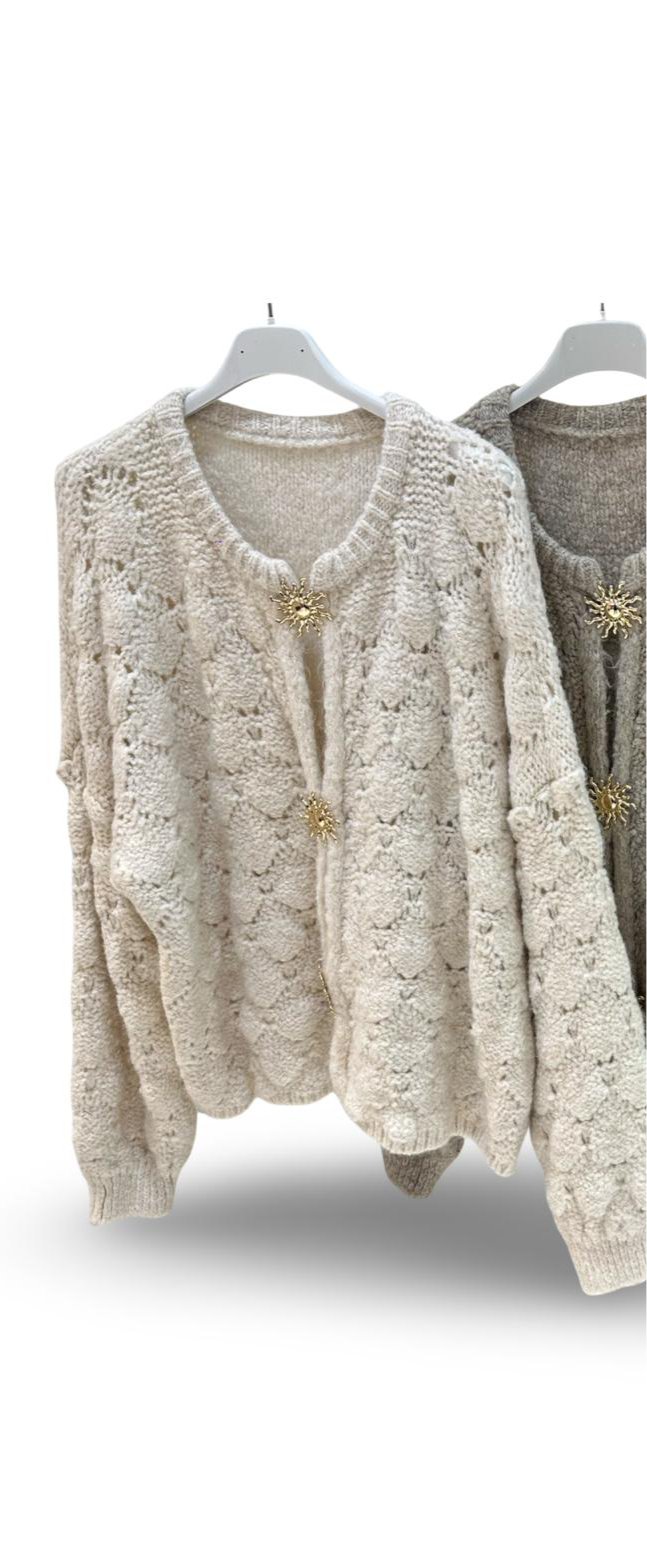 Sunshine knit vest off white lange mouw