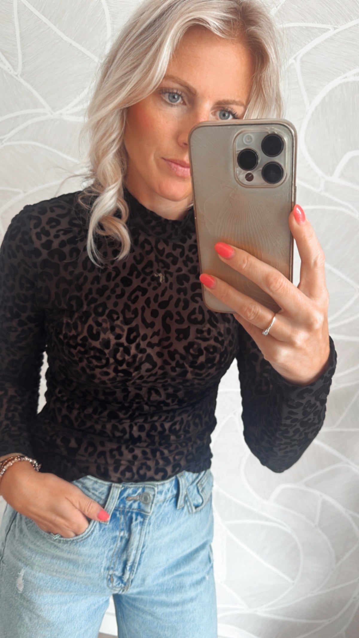 Leopard mesh top