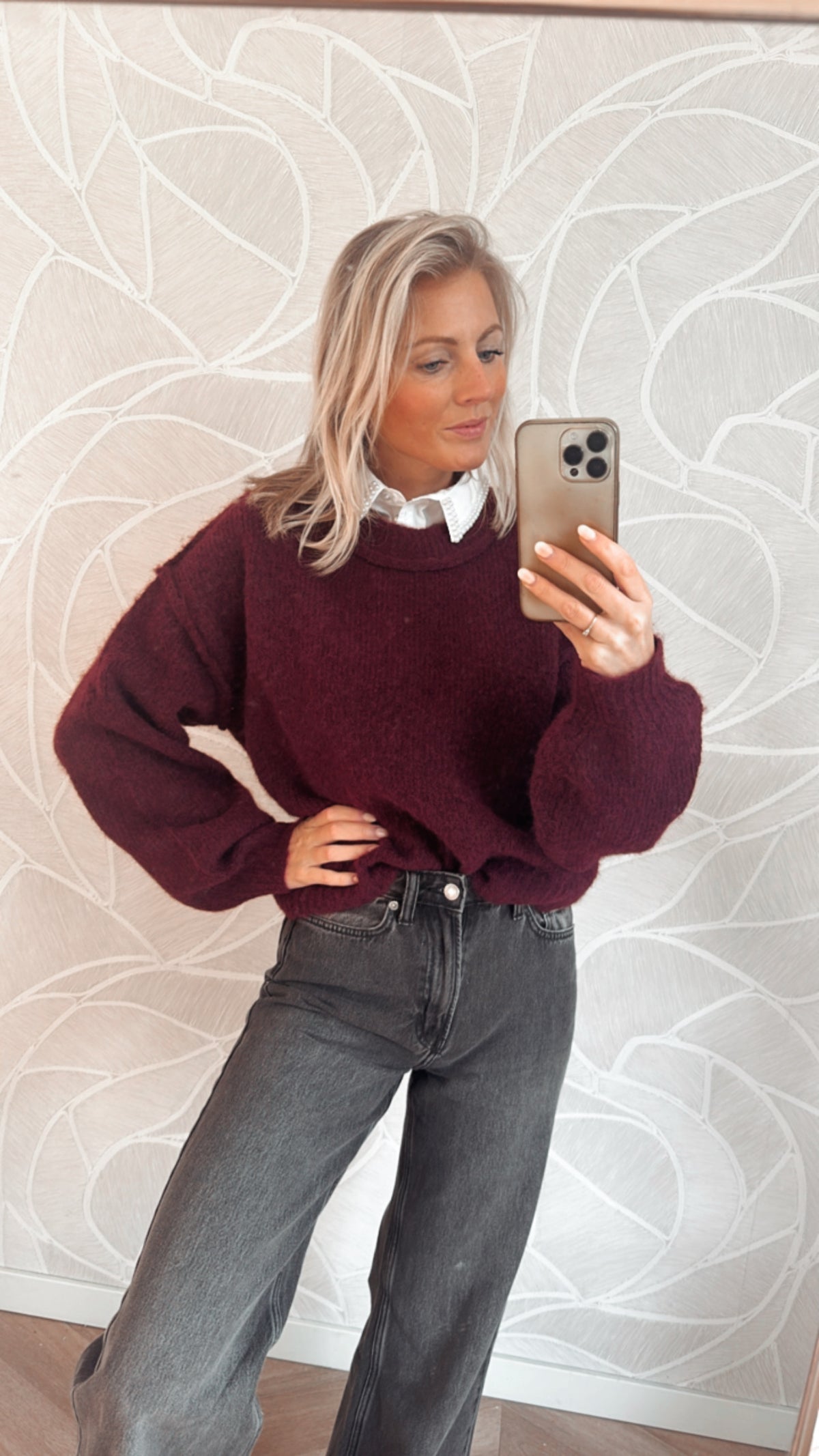 Soft Knit High Neck Sweater – Bordeaux