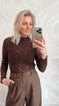 Brown Lace High Neck Body