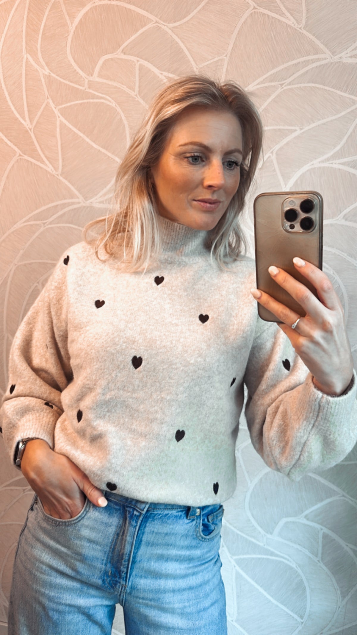 Brown hearts Knit Sweater