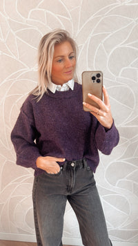 Soft Knit High Neck Sweater – Purple