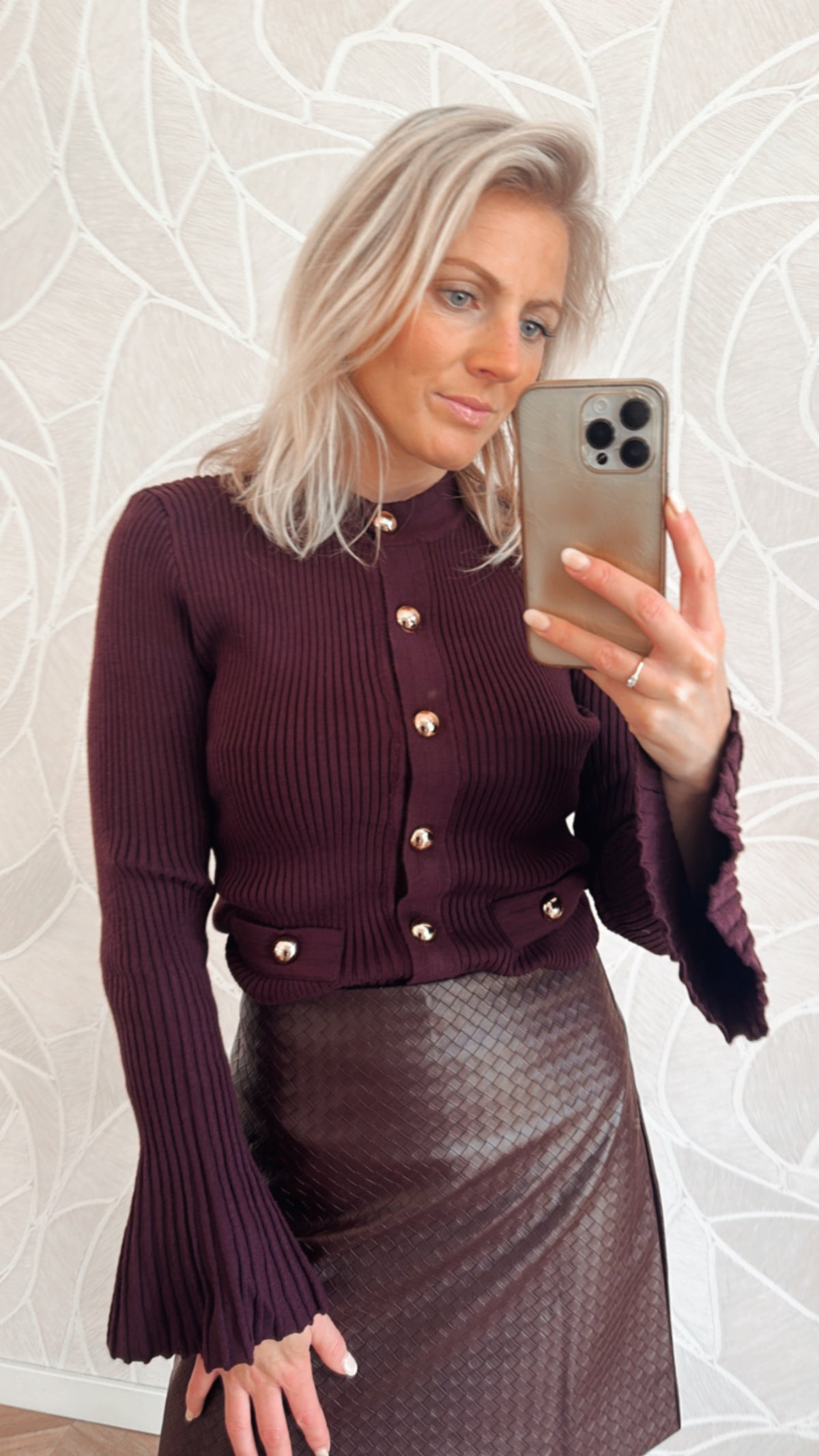 Burgundy Gold Button Knit Vest