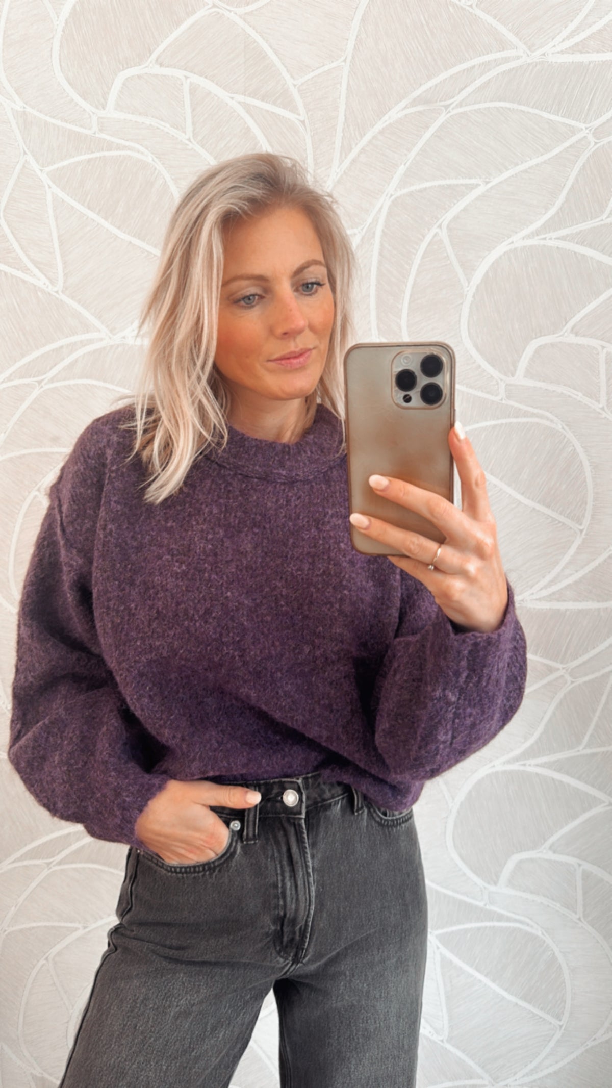 Soft Knit High Neck Sweater – Purple