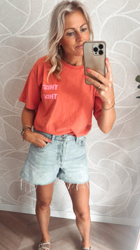 Mon Amour Paris T-shirt Coral/Neon Pink