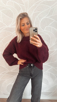Soft Knit High Neck Sweater – Bordeaux