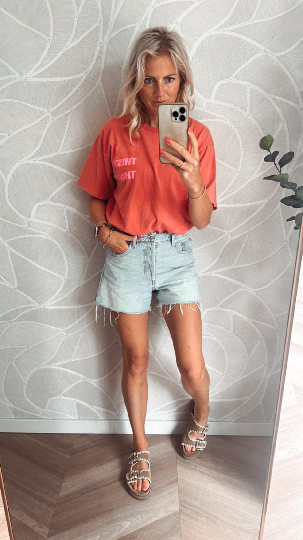 Mon Amour Paris T-shirt Coral/Neon Pink