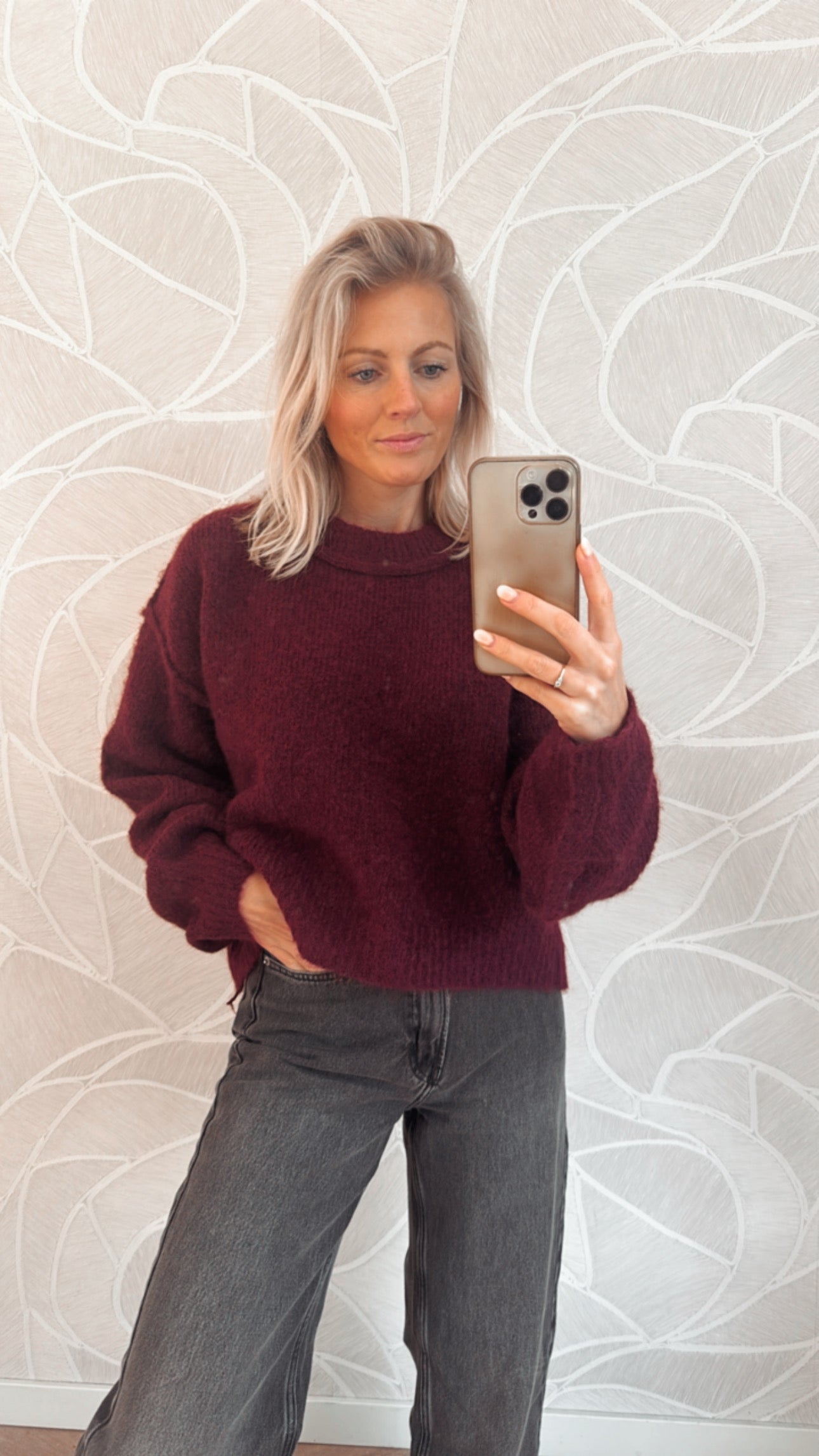 Soft Knit High Neck Sweater – Bordeaux