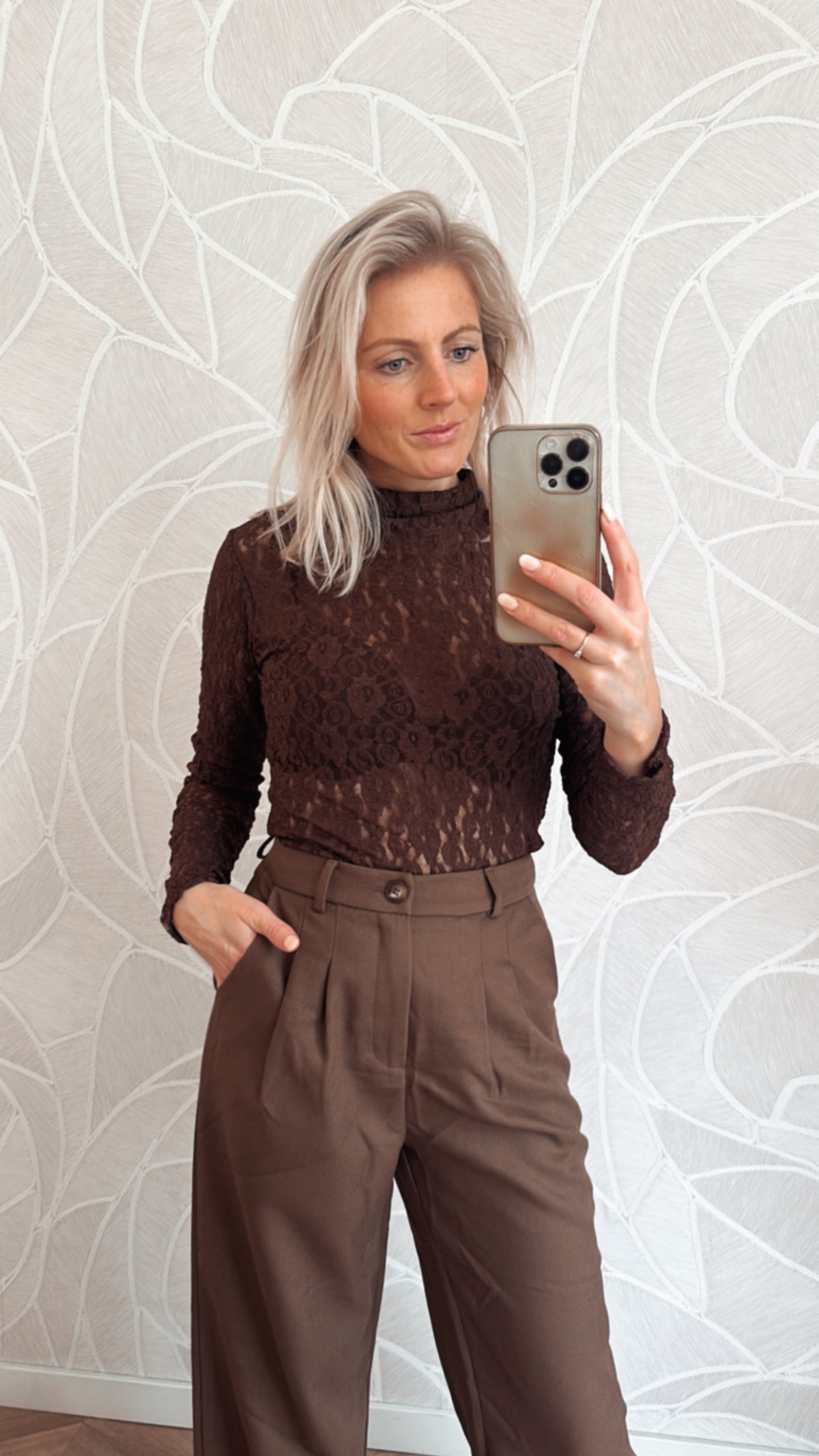 Brown Lace High Neck Body
