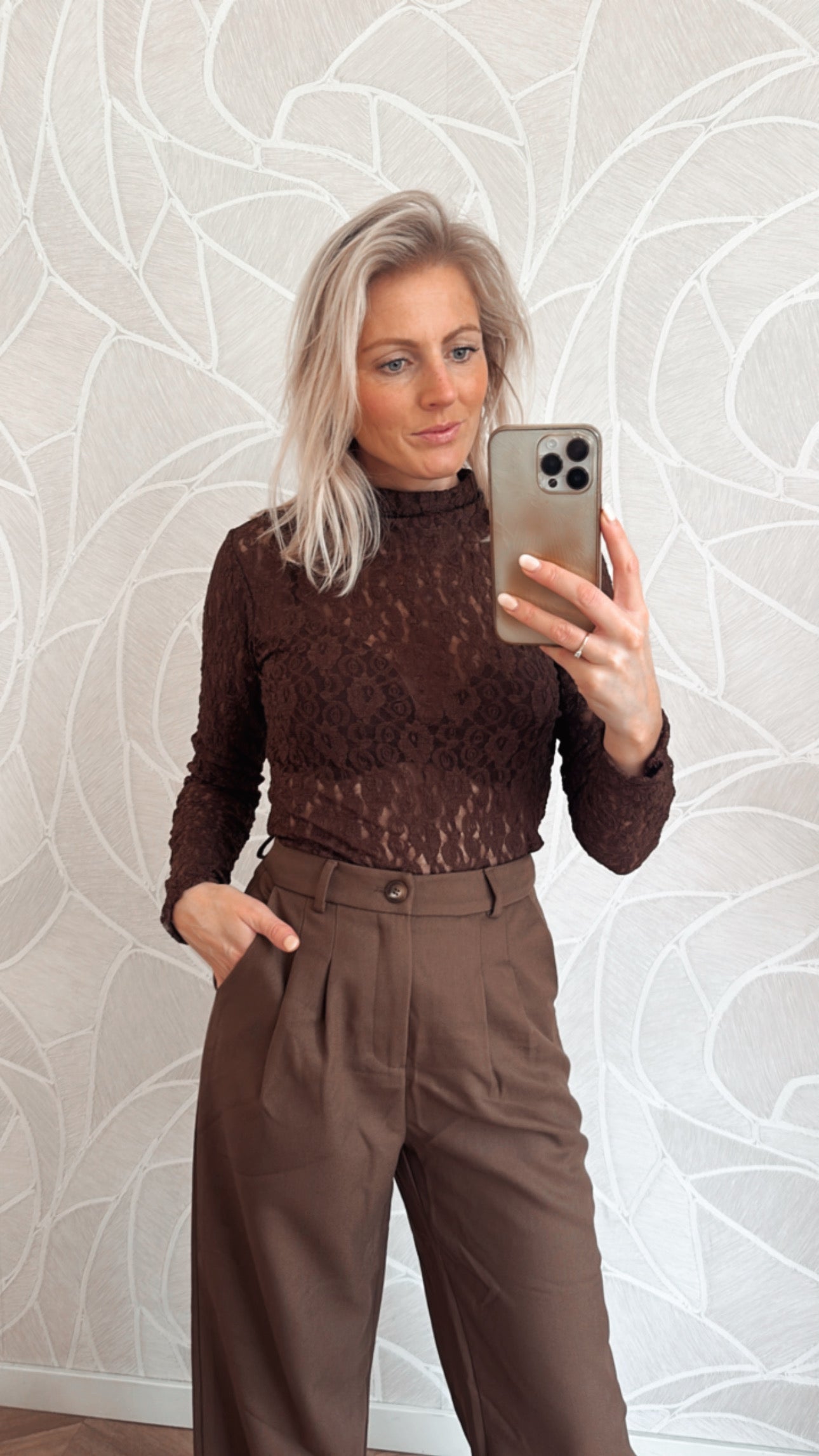 Brown Lace High Neck Body