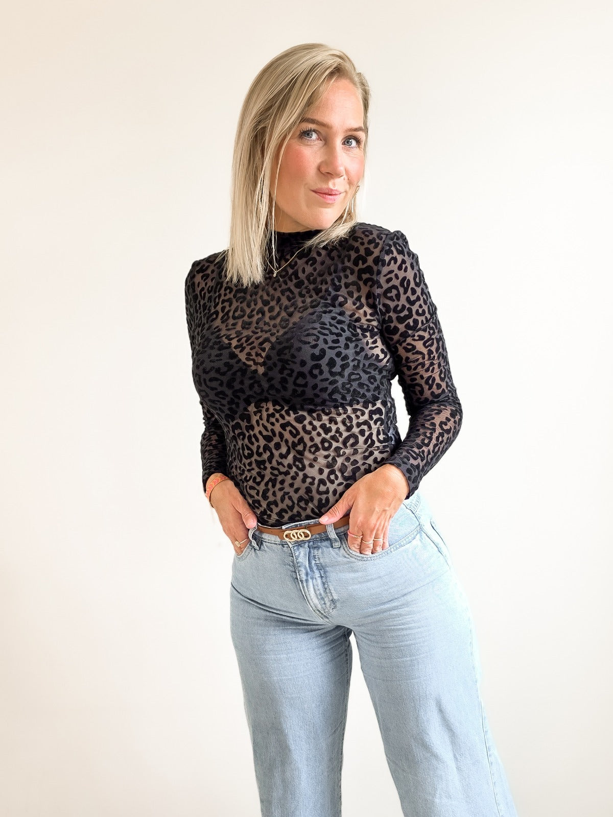 Leopard mesh top