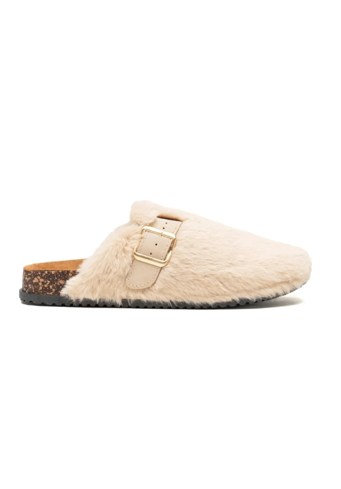 Fur slipper beige