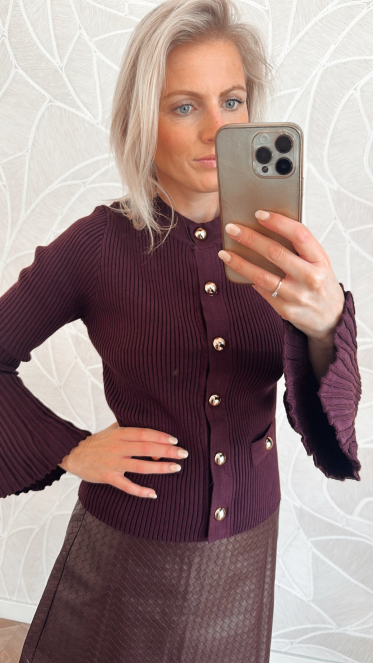 Burgundy Gold Button Knit Vest