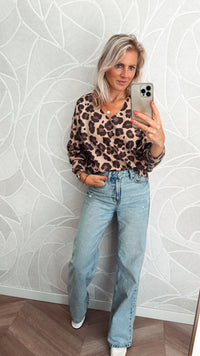 Wild Chic Panterprint Trui Brown