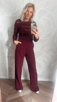 Elegant Flow Pantalon wijn rood