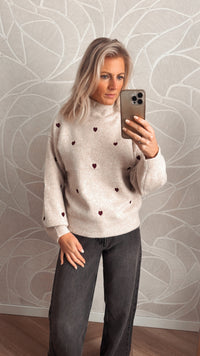 Burgundy hearts Knit Sweater