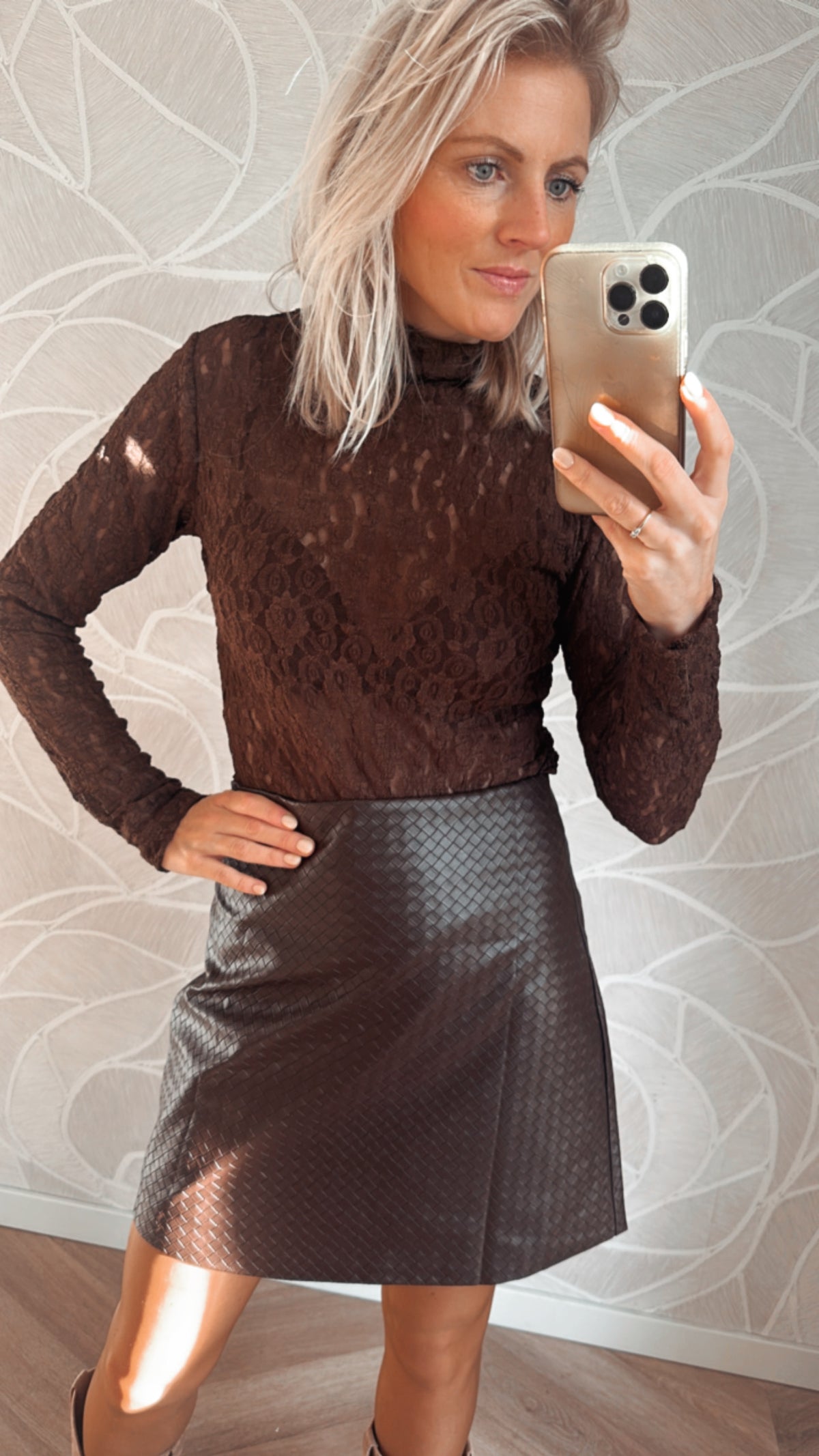 Chocolate Weave Mini Skirt